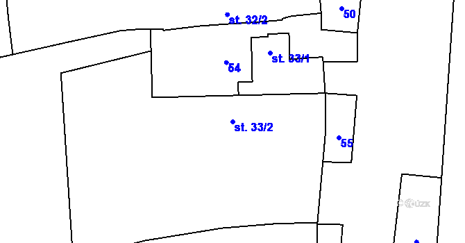 Parcela st. 33/2 v KÚ Palonín, Katastrální mapa