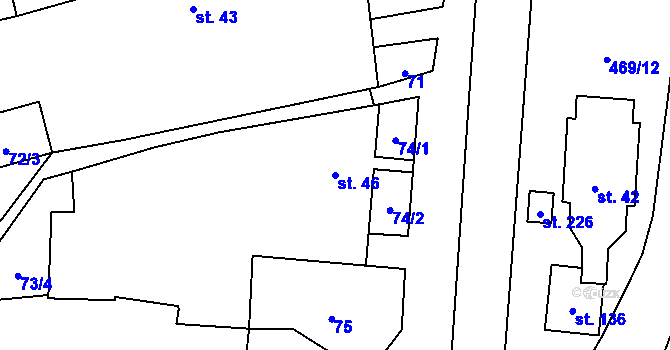 Parcela st. 46 v KÚ Palonín, Katastrální mapa