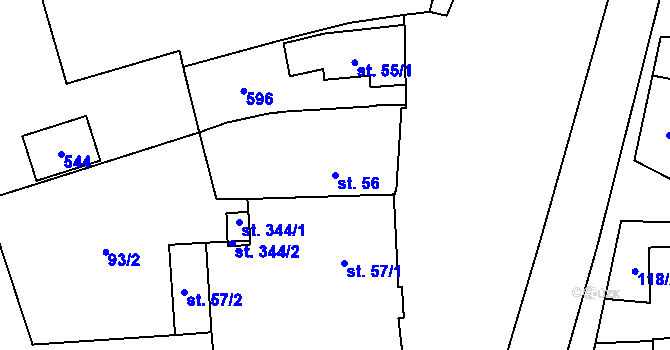 Parcela st. 56 v KÚ Palonín, Katastrální mapa
