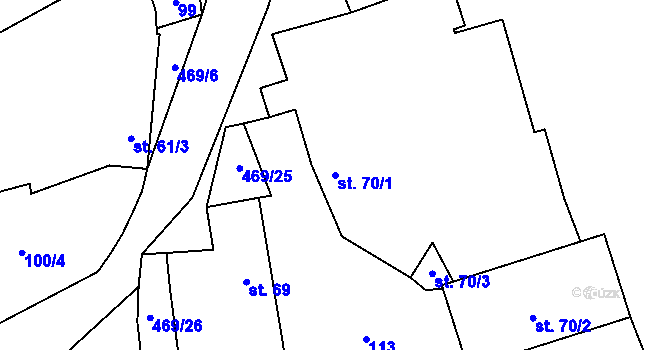 Parcela st. 70/1 v KÚ Palonín, Katastrální mapa