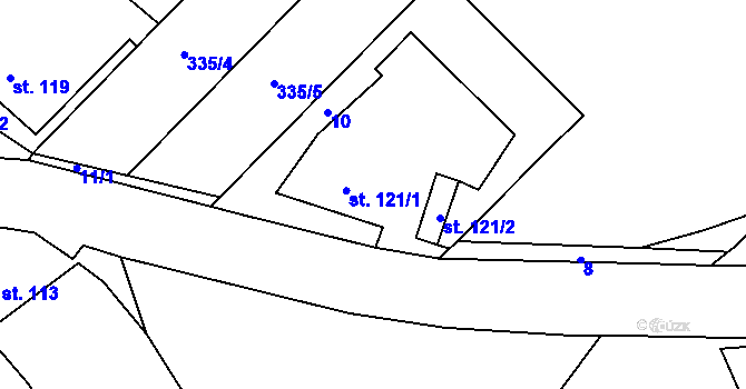 Parcela st. 121 v KÚ Palonín, Katastrální mapa