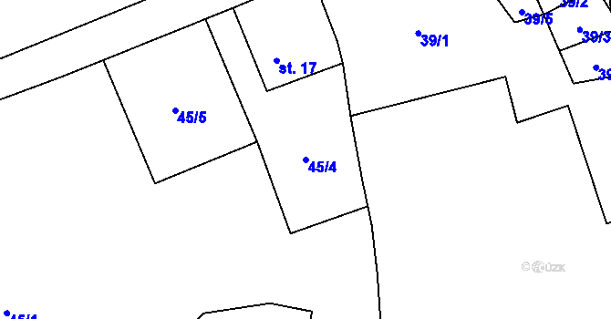 Parcela st. 45/4 v KÚ Palonín, Katastrální mapa