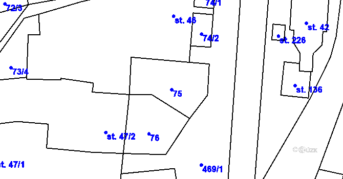 Parcela st. 75 v KÚ Palonín, Katastrální mapa