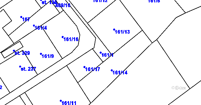 Parcela st. 161/1 v KÚ Palonín, Katastrální mapa