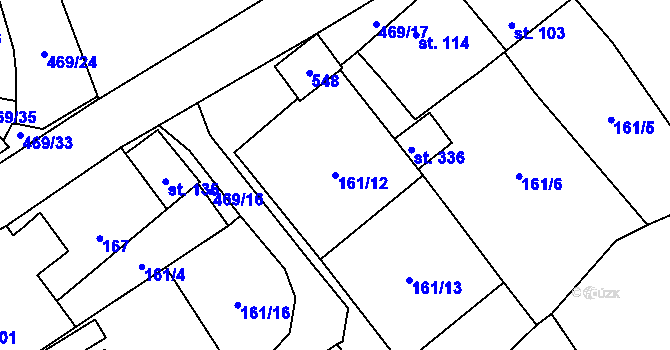 Parcela st. 161/12 v KÚ Palonín, Katastrální mapa
