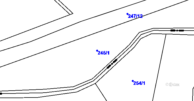 Parcela st. 245/1 v KÚ Palonín, Katastrální mapa