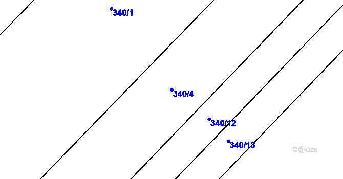 Parcela st. 340/4 v KÚ Palonín, Katastrální mapa