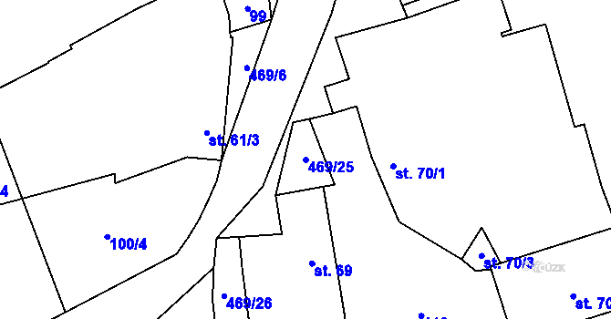 Parcela st. 469/25 v KÚ Palonín, Katastrální mapa