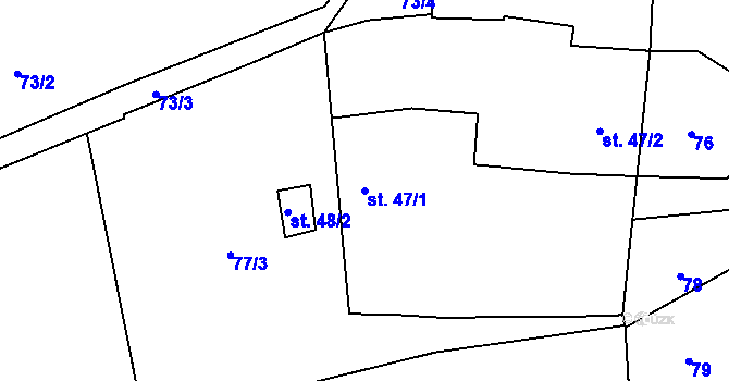 Parcela st. 47/1 v KÚ Palonín, Katastrální mapa