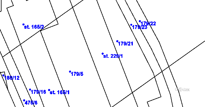 Parcela st. 229/1 v KÚ Palonín, Katastrální mapa