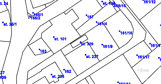 Parcela st. 329 v KÚ Palonín, Katastrální mapa