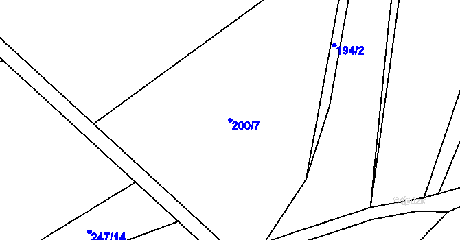 Parcela st. 200/7 v KÚ Palonín, Katastrální mapa