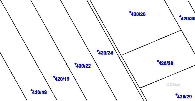 Parcela st. 420/24 v KÚ Palonín, Katastrální mapa