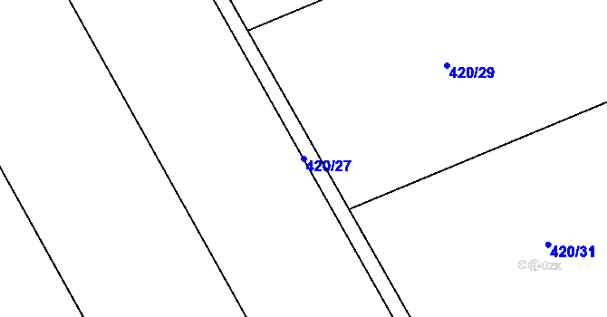 Parcela st. 420/27 v KÚ Palonín, Katastrální mapa