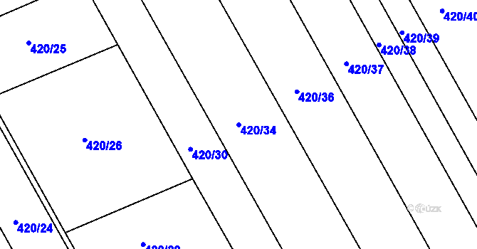 Parcela st. 420/34 v KÚ Palonín, Katastrální mapa