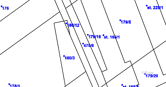 Parcela st. 475/6 v KÚ Palonín, Katastrální mapa