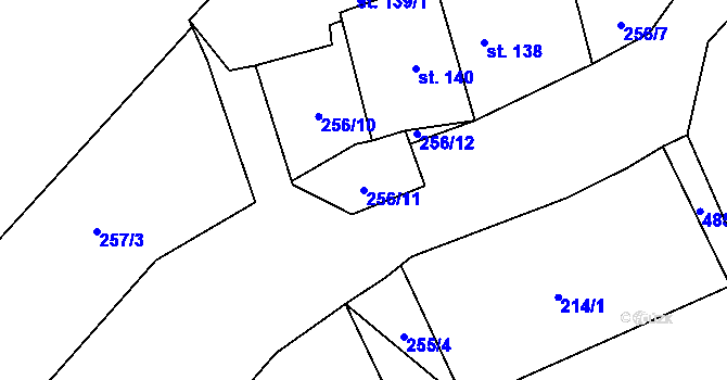 Parcela st. 256/11 v KÚ Palonín, Katastrální mapa