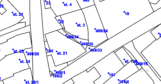 Parcela st. 469/35 v KÚ Palonín, Katastrální mapa