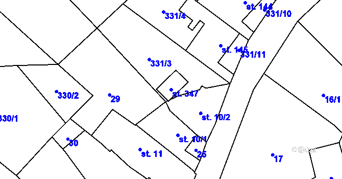 Parcela st. 347 v KÚ Palonín, Katastrální mapa