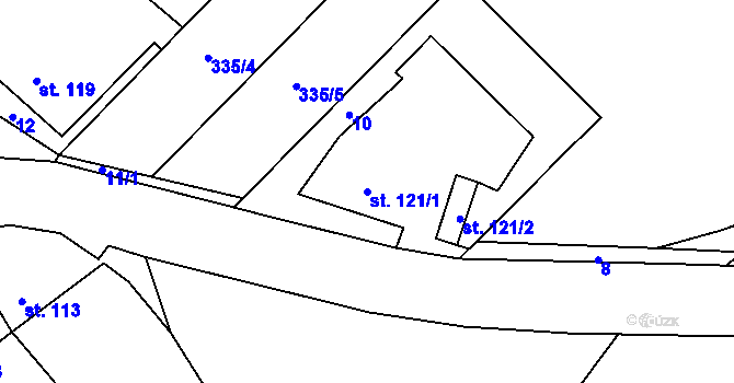 Parcela st. 121/1 v KÚ Palonín, Katastrální mapa
