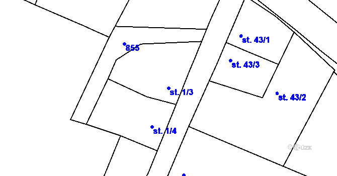 Parcela st. 1/3 v KÚ Pálovice, Katastrální mapa