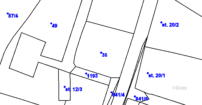 Parcela st. 35 v KÚ Pálovice, Katastrální mapa