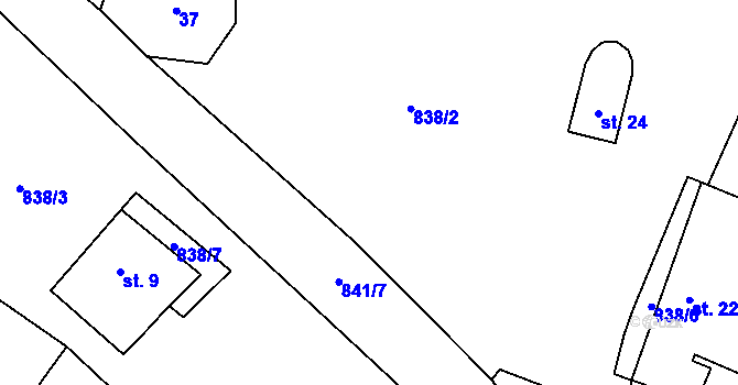 Parcela st. 36/2 v KÚ Pálovice, Katastrální mapa
