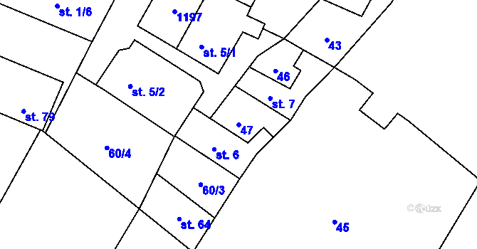 Parcela st. 47 v KÚ Pálovice, Katastrální mapa