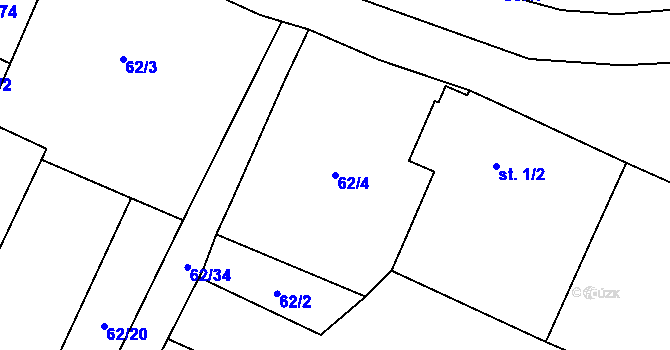 Parcela st. 62/4 v KÚ Pálovice, Katastrální mapa