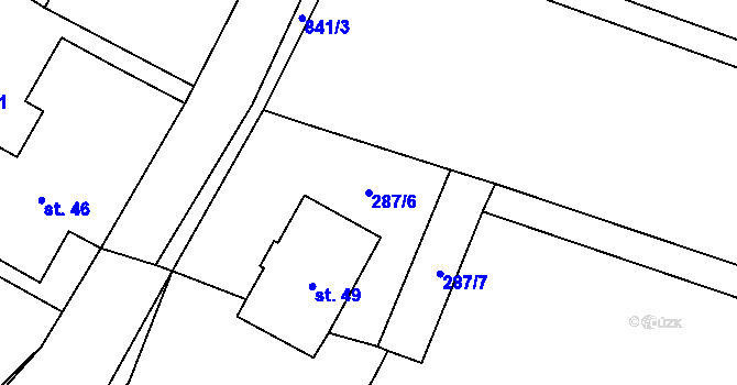 Parcela st. 287/6 v KÚ Pálovice, Katastrální mapa