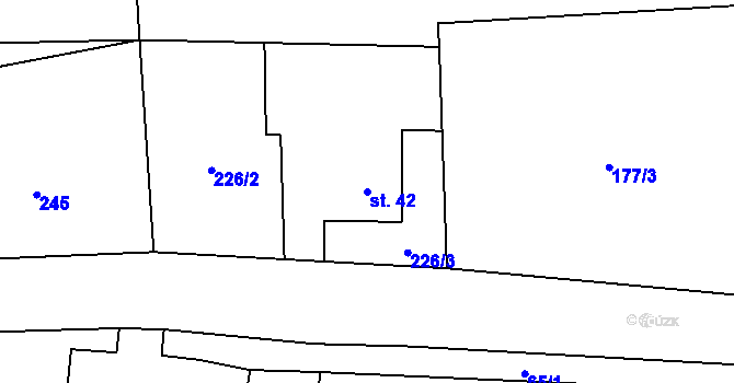 Parcela st. 42 v KÚ Panenská, Katastrální mapa