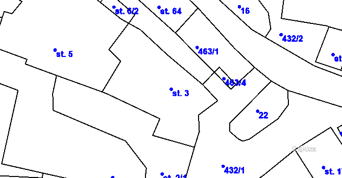 Parcela st. 3 v KÚ Palupín, Katastrální mapa