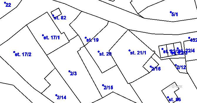 Parcela st. 20 v KÚ Palupín, Katastrální mapa