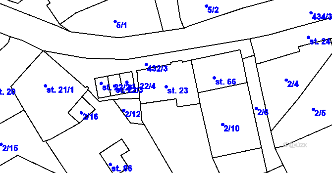 Parcela st. 23 v KÚ Palupín, Katastrální mapa