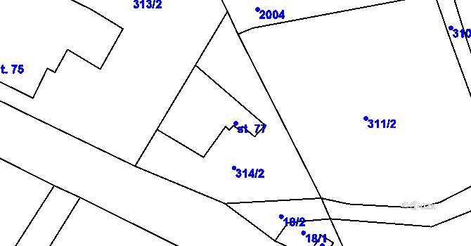 Parcela st. 77 v KÚ Palupín, Katastrální mapa
