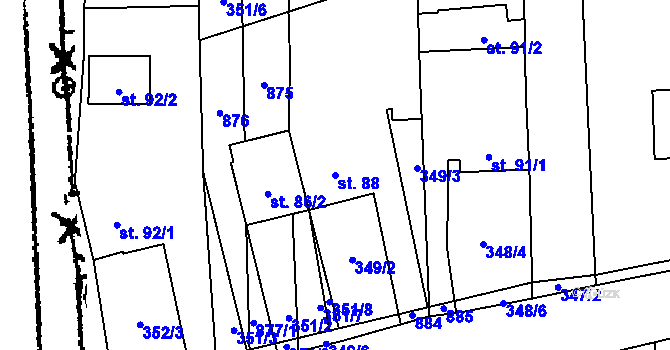 Parcela st. 88 v KÚ Pamětice na Moravě, Katastrální mapa