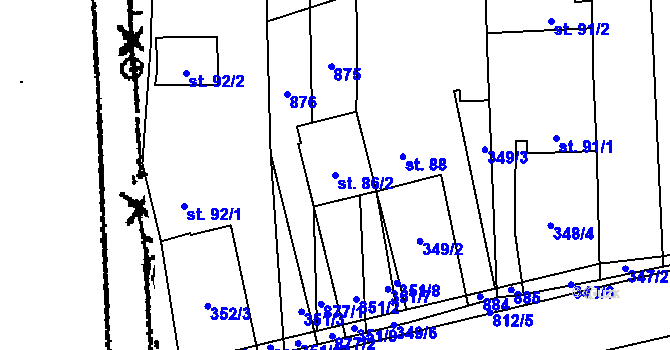 Parcela st. 86/2 v KÚ Pamětice na Moravě, Katastrální mapa
