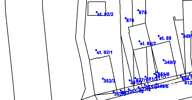 Parcela st. 92/1 v KÚ Pamětice na Moravě, Katastrální mapa