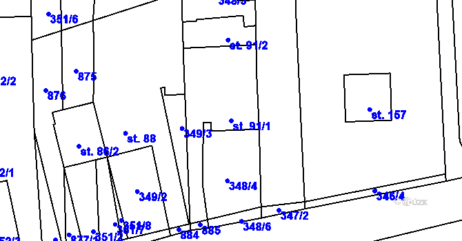 Parcela st. 91/1 v KÚ Pamětice na Moravě, Katastrální mapa