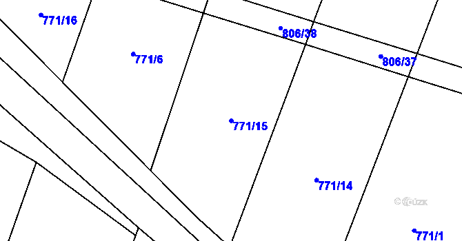 Parcela st. 771/15 v KÚ Pamětník, Katastrální mapa