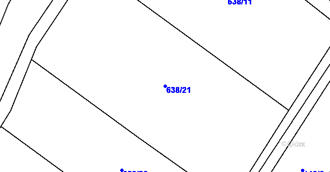 Parcela st. 638/21 v KÚ Pamětník, Katastrální mapa