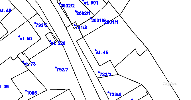 Parcela st. 46 v KÚ Panenská Rozsíčka, Katastrální mapa