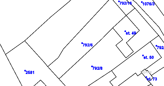 Parcela st. 792/6 v KÚ Panenská Rozsíčka, Katastrální mapa