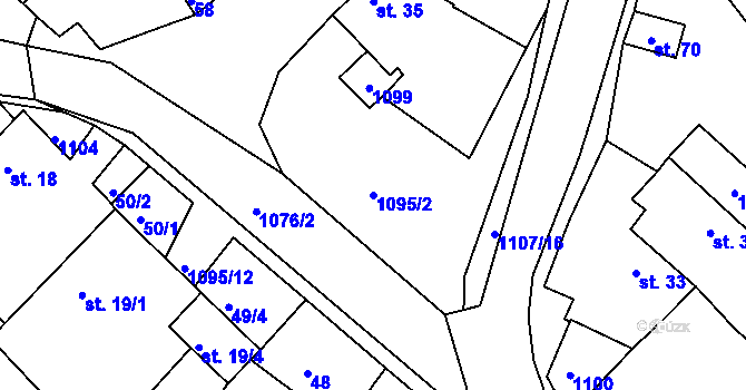 Parcela st. 1095/2 v KÚ Panenská Rozsíčka, Katastrální mapa