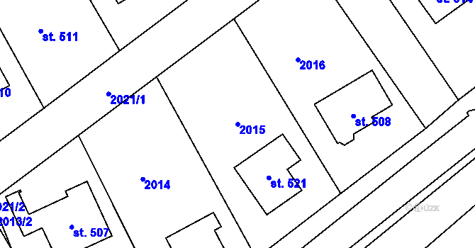Parcela st. 2015 v KÚ Panenská Rozsíčka, Katastrální mapa