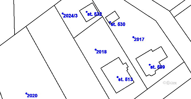 Parcela st. 2018 v KÚ Panenská Rozsíčka, Katastrální mapa