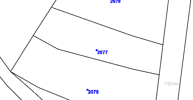 Parcela st. 2077 v KÚ Panenská Rozsíčka, Katastrální mapa