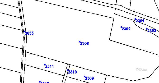 Parcela st. 2308 v KÚ Panenská Rozsíčka, Katastrální mapa
