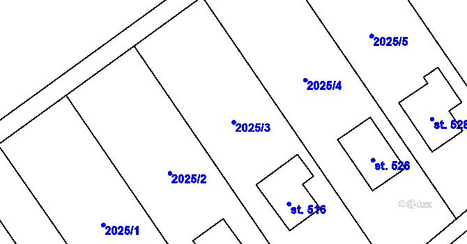 Parcela st. 2025/3 v KÚ Panenská Rozsíčka, Katastrální mapa