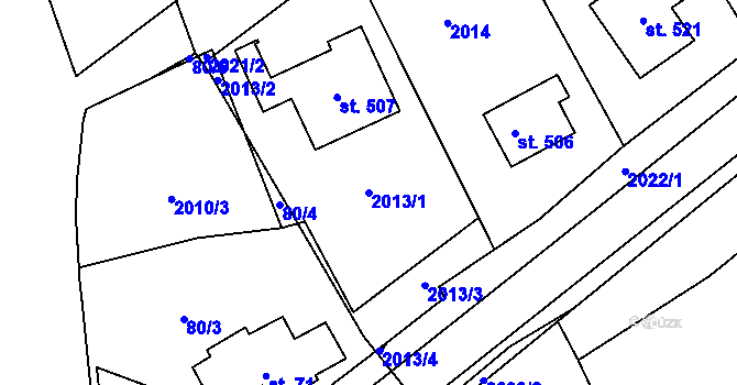 Parcela st. 2013/1 v KÚ Panenská Rozsíčka, Katastrální mapa